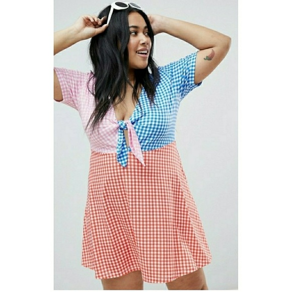 ASOS Dresses & Skirts - ASOS Mini Skater Sun Dress Gingham Color block 8